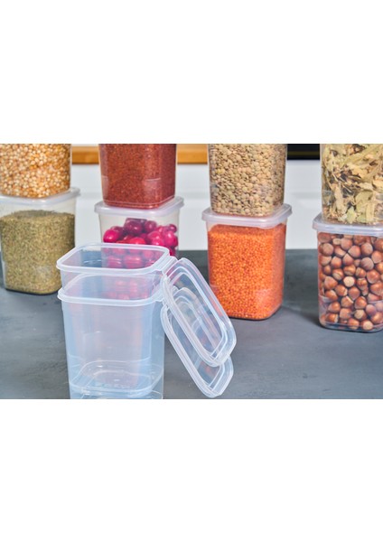 6'Lı Kendinden Kendinden Kapaklı Kare Saklama Kabı, Erzak, Baharat 1,15 Litre indirimleri
