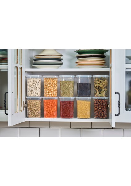 6'Lı Kendinden Kendinden Kapaklı Kare Saklama Kabı, Erzak, Baharat 1,15 Litre