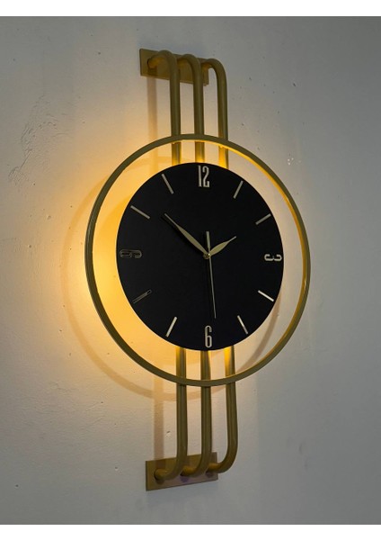 Iskandinav Tarzı Duvar Saati, Işıklı, Ahşap Merkez, Metal Pil Ile Çalışan - 40-75 cm