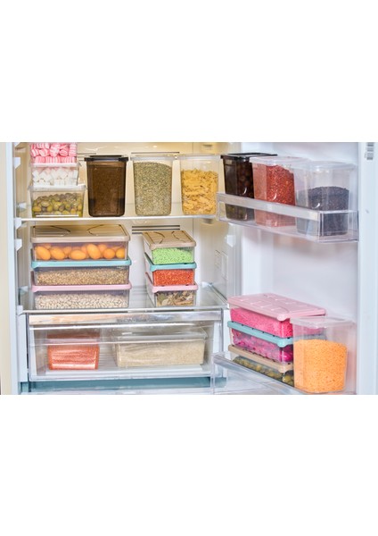 Plastik Saklama Kabı Bakliyat Yemek Kapaklı Kilitli Dondurucu 2 lt (23 x 14 x 8 cm) 10 Adet