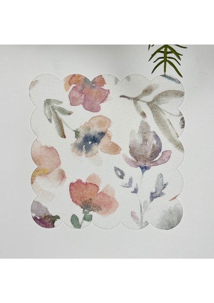 Pastel Sulu Boya Çiçek Desenli Lazer Kesim Kumaş Kokteyl Peçetesi 1 Adet