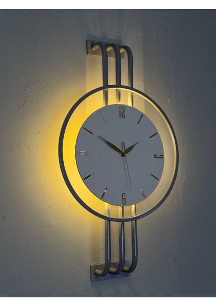 Iskandinav Tarzı Duvar Saati, Işıklı, Ahşap Merkez, Metal Pil Ile Çalışan - 40-75 cm