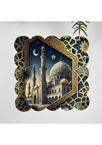 Gece Cami Motifli Ramazan Temalı Lazer Kesim Kumaş Kokteyl Peçetesi 1 Adet fiyatları