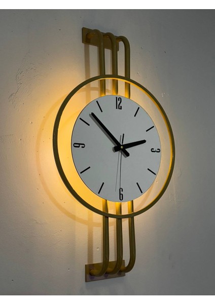 Iskandinav Tarzı Duvar Saati, Işıklı, Ahşap Merkez, Metal Pil Ile Çalışan - 40-75 cm