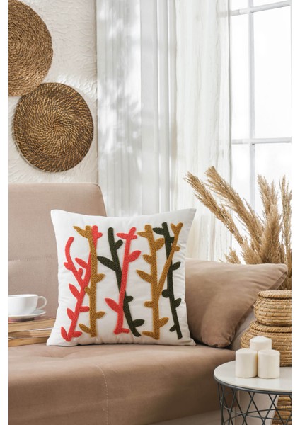 Dekoratif Punch Kaktüs Nakışlı Kırlent Kılıfı