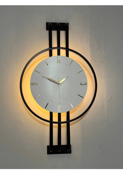 Iskandinav Tarzı Duvar Saati, Işıklı, Ahşap Merkez, Metal Pil Ile Çalışan - 40-75 cm