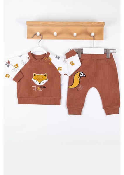 Littie Fox Nakışlı Pamuklu 2'li Erkek Takım