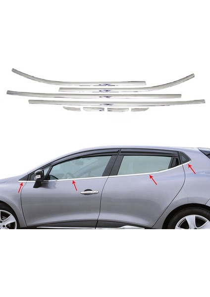 Renault Clio 4 HB Krom Cam Çıtası 2012-2019 arası 8 parça P.ÇELİK