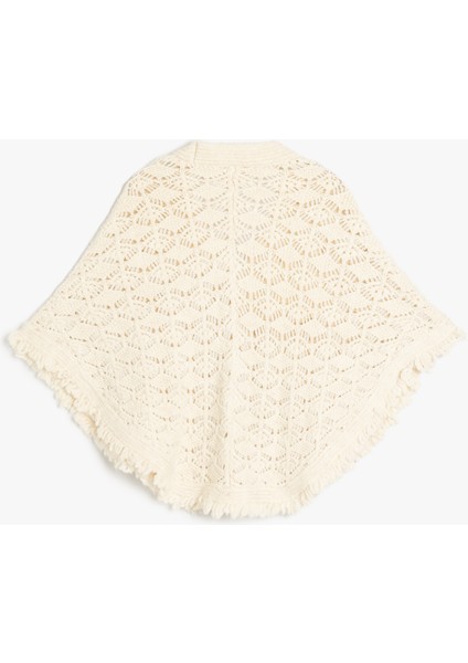 Düğme Kapamalı V Yaka Püskül Detaylı Triko Panço fiyatları