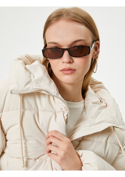 Kısa Şişme Mont Kapüşonlu Fermuarlı Cepli Rahat Kalıp