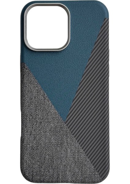 iPhone 16 Pro Uyumlu Craft Serisi Deri Karbon ve Kumaş Tasarımlı Lüks Premium Telefon Kılıfı