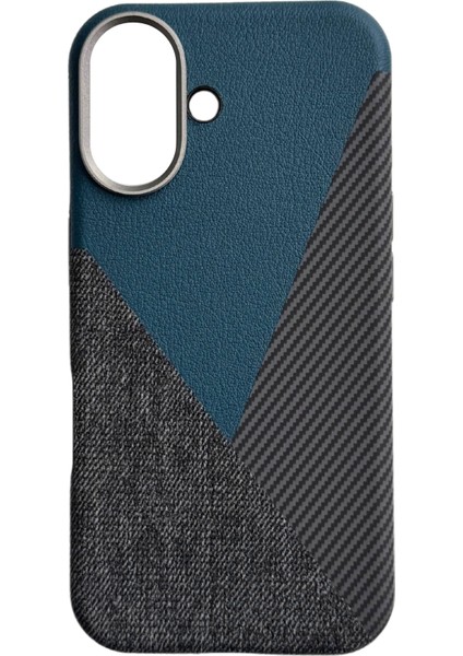 iPhone 16 Uyumlu Craft Serisi Deri Karbon ve Kumaş Tasarımlı Lüks Premium Telefon Kılıfı