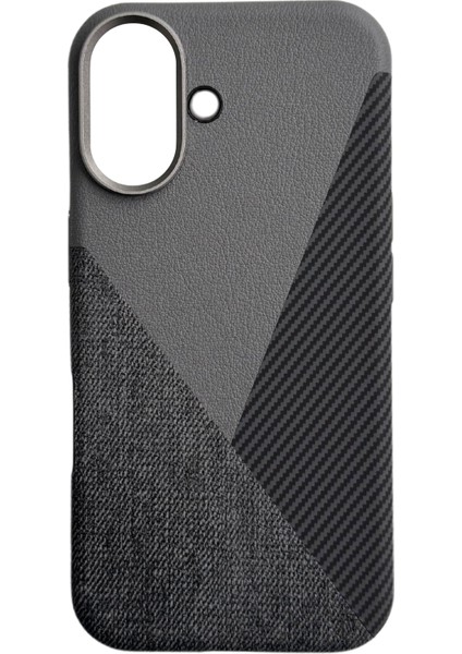 iPhone 16 Uyumlu Craft Serisi Deri Karbon ve Kumaş Tasarımlı Lüks Premium Telefon Kılıfı