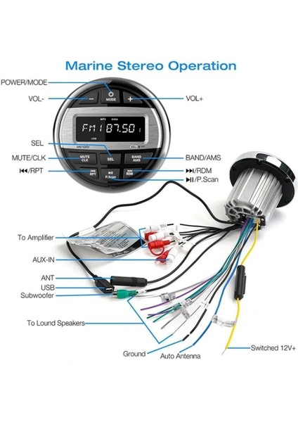 Barka MS-10RV USB Girişli Bluetoothlu Marine Teyp