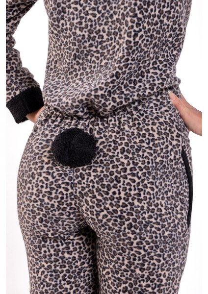 Kadın Leopar Baskılı Polar Tulum fırsatları