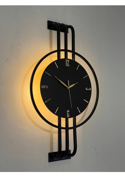 Iskandinav Tarzı Duvar Saati, Işıklı, Ahşap Merkez, Metal Pil Ile Çalışan - 40-75 cm