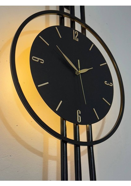 Iskandinav Tarzı Duvar Saati, Işıklı, Ahşap Merkez, Metal Pil Ile Çalışan - 40-75 cm modelleri