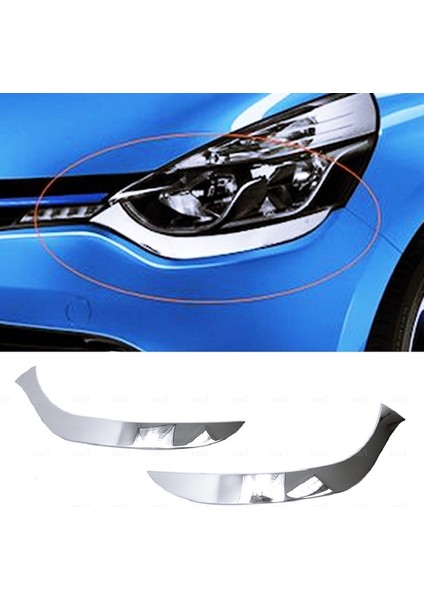 Renault Clio 4 Hb 2012 Sonrası Far Kaşı Çerçevesi 2 Parça Paslanmaz çelik