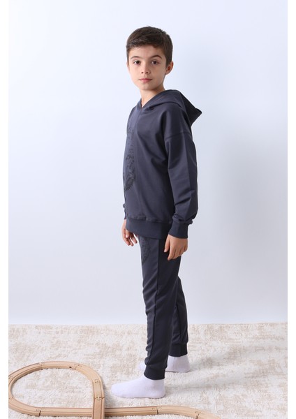 Erkek Çocuk Kapşonlu Eşofman Takımı Kurt Baskılı F10 fiyatları