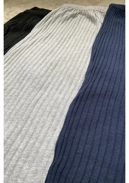Fitilli 3’lü Siyah-Gri-Lacivert Kadın Rahat Pantolon Pijama Seti – Konfor ve Şıklık Bir Arada!