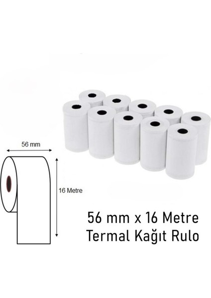 Deha Tedarik 56MM x 16 mt Yazar Kasa Rulosu - Pos Rulosu - Termal Kağıt - 1 Koli 600 Adet