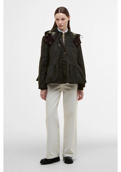 x Erdem Dhalia Yağlı Ceket OL99 Archive Olive/ancient Black Floral