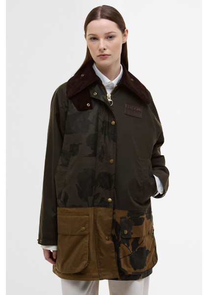 x Erdem Beauflower Yağlı Ceket OL99 Archive Olive/ancient Black Floral