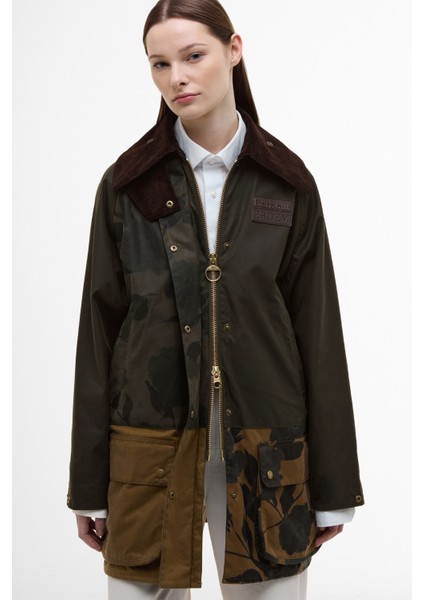 x Erdem Beauflower Yağlı Ceket OL99 Archive Olive/ancient Black Floral