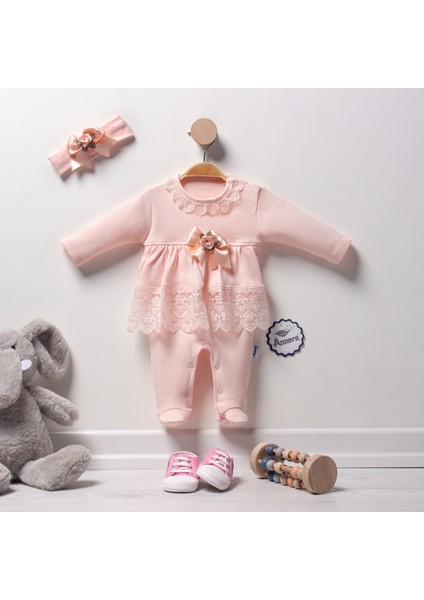 Tokalı Güpürlü Kız Bebek Tulumu
