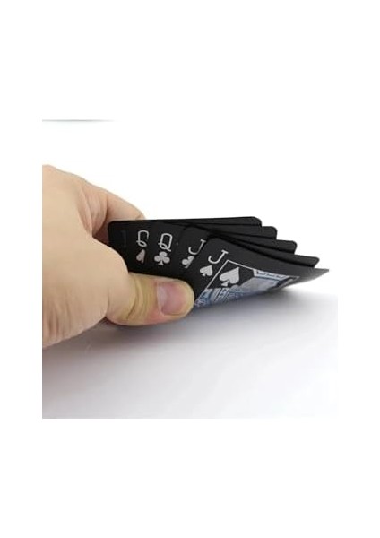 Iskambil Kağıdı Destesi Oyun Kartları Su Geçirmez Pvc Parlak Siyah Deste 8,7cm x 5,7cm 54'lü (Mavi) fiyatları
