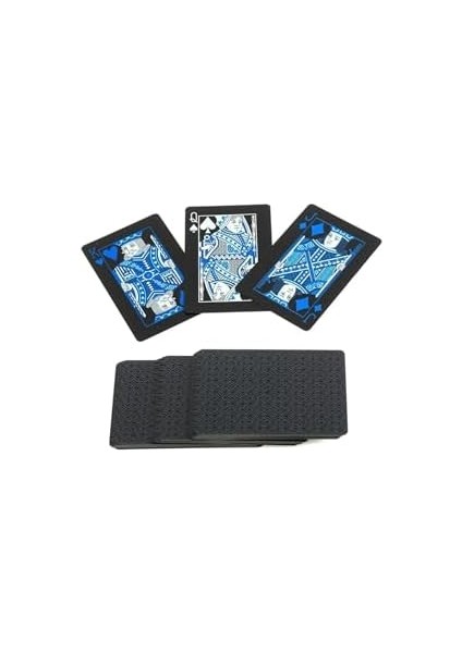 Iskambil Kağıdı Destesi Oyun Kartları Su Geçirmez Pvc Parlak Siyah Deste 8,7cm x 5,7cm 54'lü (Mavi) modelleri