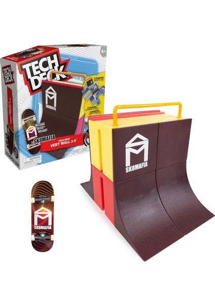 Deck Mini Finger Skate Başlangıç Seti X-Connect SK8MAFIA Green Wall Skatepark ve 1 Finger Skateboard