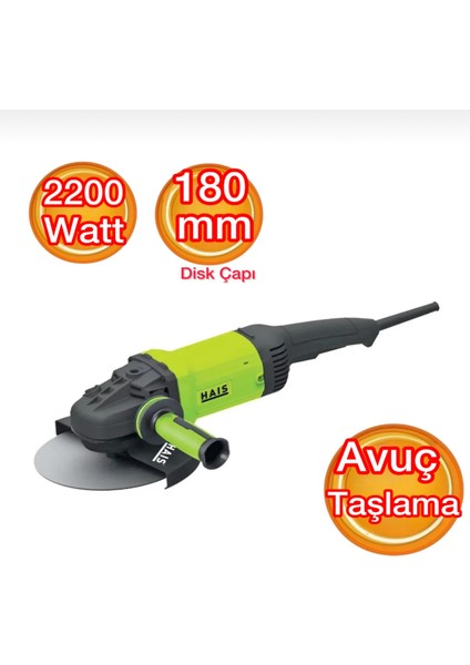 Haıs Büyük Taşlama Makinası 2200 Watt 180 mm