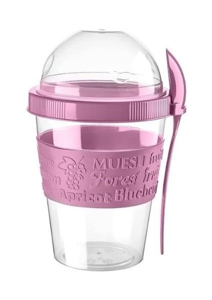 - Go Hazneli Yoğurt Kabı 600 ml (Pembe)