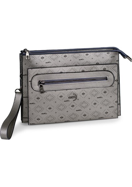Kadın Basic Clutch Çanta Monogram Desen Gümüş Siyah (4034G) 214031 fiyatları