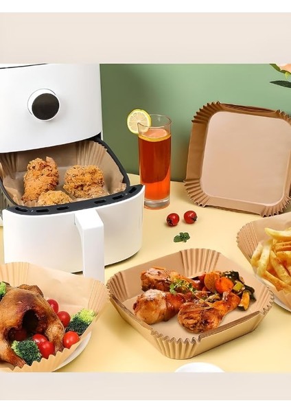 - 2024 200 Adet Airfryer Pişirme Kağıdı Xl-Xxl Büyük Boy 20 cm Hava Fritöz Kağıdı Fırın Yağlı Kağıdı Tek Kullanım Kağıt