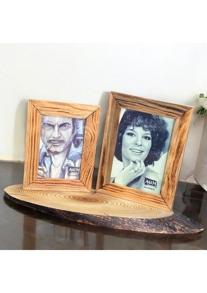Doğal Ahşap 2'li Dikey Dekoratif Fotoğraf Çerçevesi