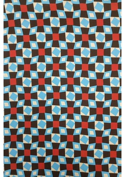 Geometrik Desenli Dijital Baskılı Şifon Saten Kumaş / En 1,50 cm - Elbise , Perde ve Kırlent