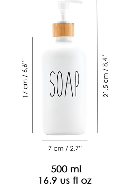 2 Adet Mutfak Banyo Sıvı Sabunluk - Cam Sıvı Sabun Şişesi 500 ml - Beyaz indirimleri