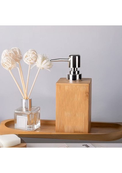 2'li Bambu Sıvı Sabunluk Seti - Mutfak Banyo Sıvı Sabun Bulaşık Deterjanı Şişesi 250 ml