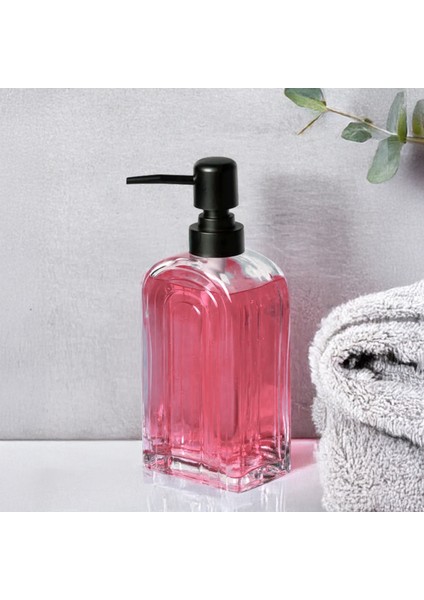 1 Adet Cam Sıvı Sabunluk - Mutfak Banyo Sıvı Sabun Bulaşık Deterjanı Şişesi 500 ml - Şeffaf