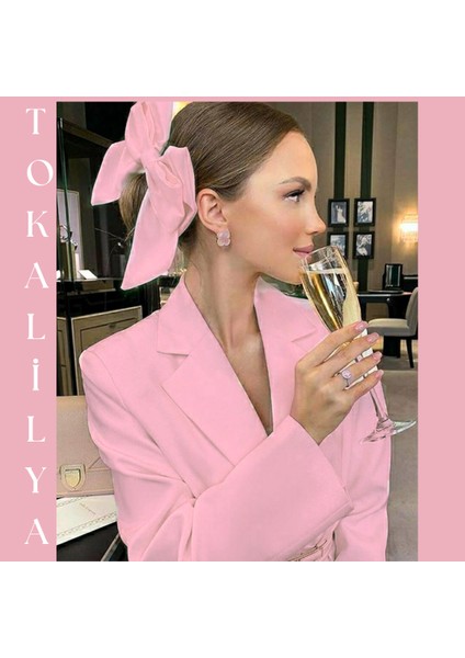 Kadın Saten Fiyonk Otomatik Klips Toka