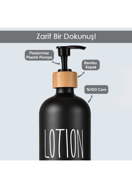 1 Adet Banyo Sıvı Sabunluk - Cam Losyon Şampuan Şişesi 500 ml - Siyah modelleri