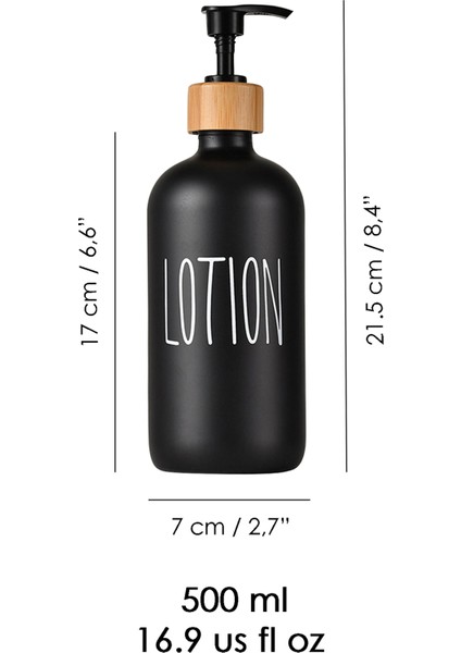 1 Adet Banyo Sıvı Sabunluk - Cam Losyon Şampuan Şişesi 500 ml - Siyah fırsatları