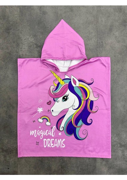 Kızçocuk Unicorn Baskılıpanço Plaj Havlsu