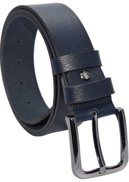 Lacivert Hakiki Deri Düz Renk 4 Cm.lik Unisex Spor Kemer- Tek Katmanlı Manda Derisi