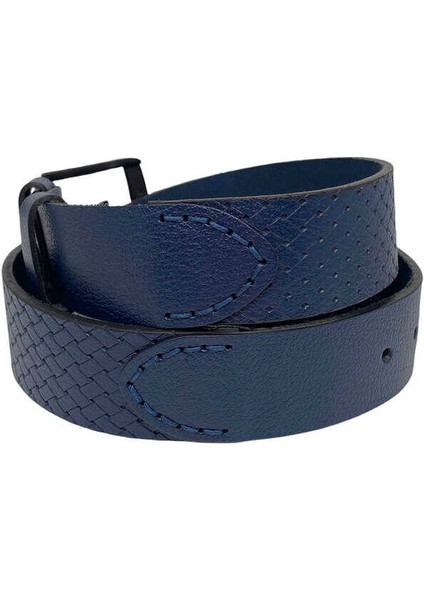 Lacivert Hakiki Deri Özel Üretim 3 Parçalı El Işçilikli 4 Cm.lik Unisex Spor Kot Kemer indirimleri