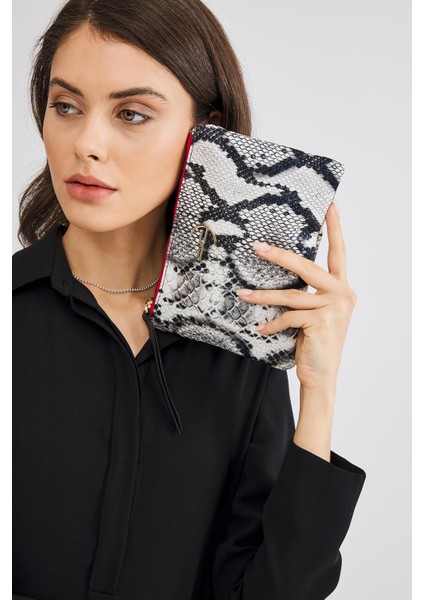 Kadın Basic Clutch Çanta Zebra Desenli Siyah Beyaz (4031-Z) 214030