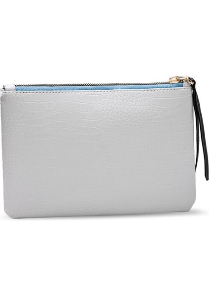 Kadın Basic Clutch Çanta Kroko Timsah Desen Beyaz (4031-BB) 214030 indirimleri