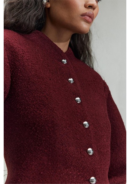 Bordo Gigi Belden Oturtmalı Ceket